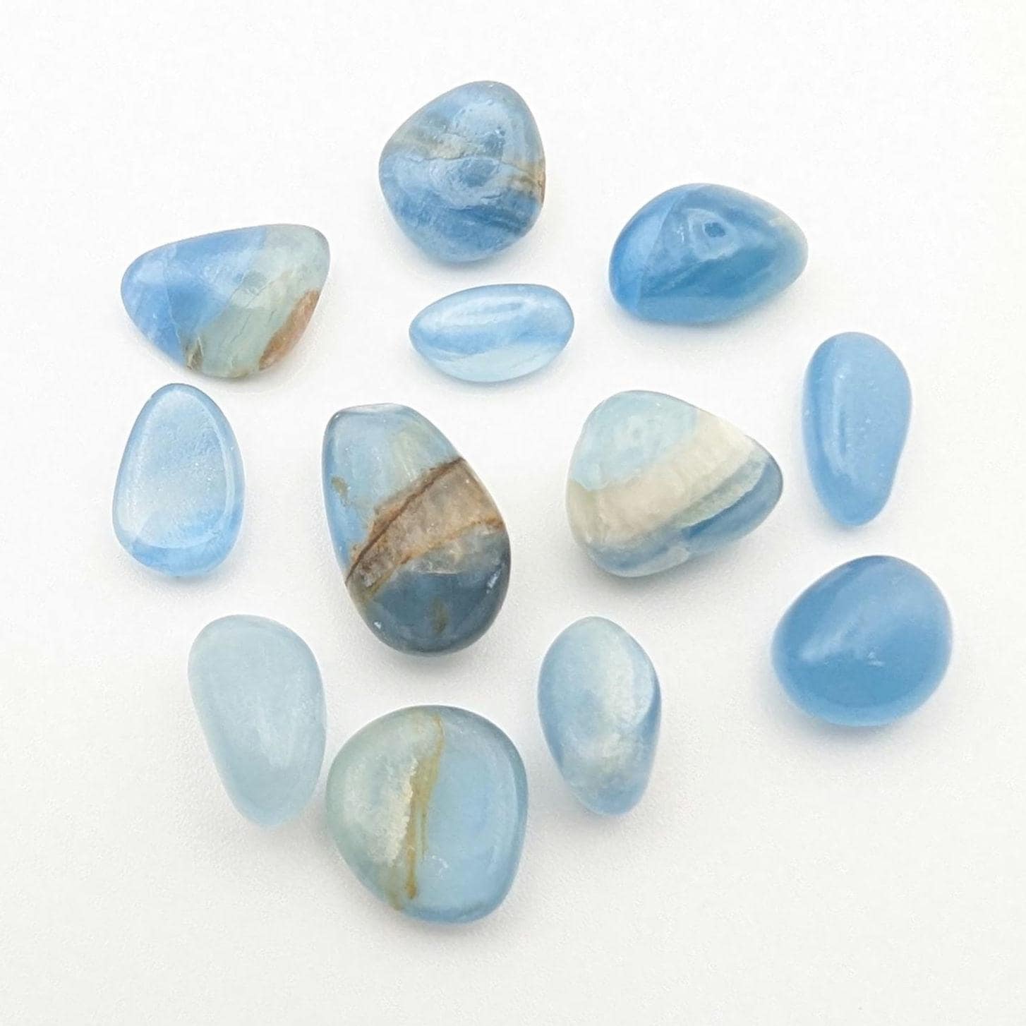 9 g Aquatine Blue Calcite Tumbles - Unique Lot - Rare Lemurian Blue Calcite - La Toma, San Luis, Argentina