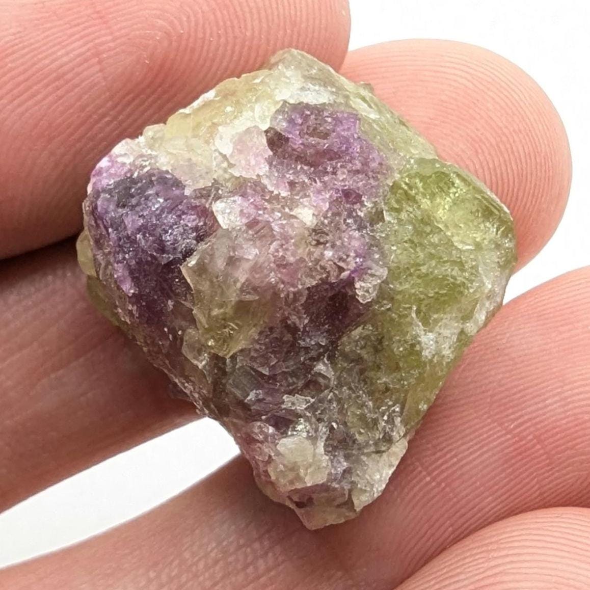 10.80 g Green and Purple Vesuvianite Crystal - Thumbnail Specimen - Jeffrey Mine, Quebec, Canada