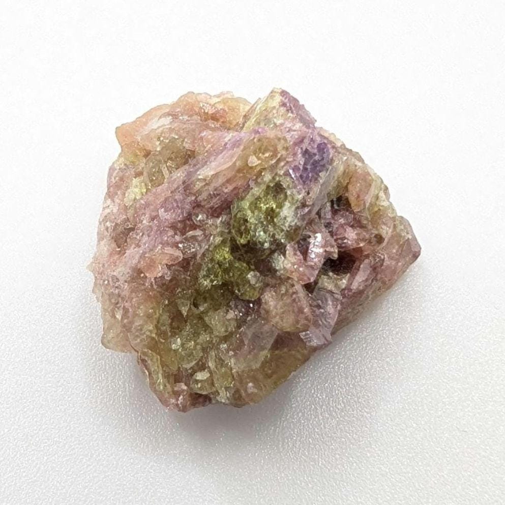 5.50 g Green and Purple Vesuvianite Crystal - Thumbnail Specimen - Jeffrey Mine, Quebec, Canada