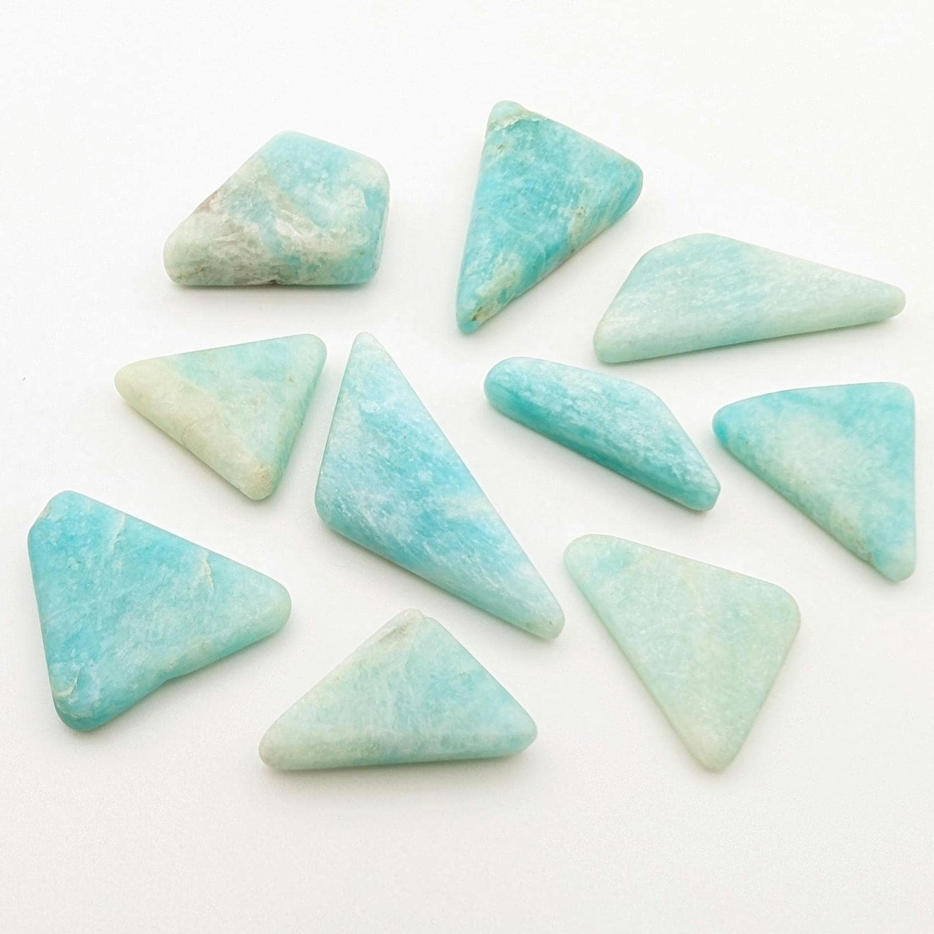 255 ct (10 pieces) Polished Amazonite Lot - Lac St-Jean, Quebec, Canada - Polished in Canada
