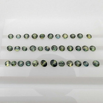 3.59 ct (35 pieces) Round Blue Green Sapphires - Brilliant Cut Sapphires - 2.5 to 3.3 mm Sapphires - Loose Faceted Gemstones - Australia