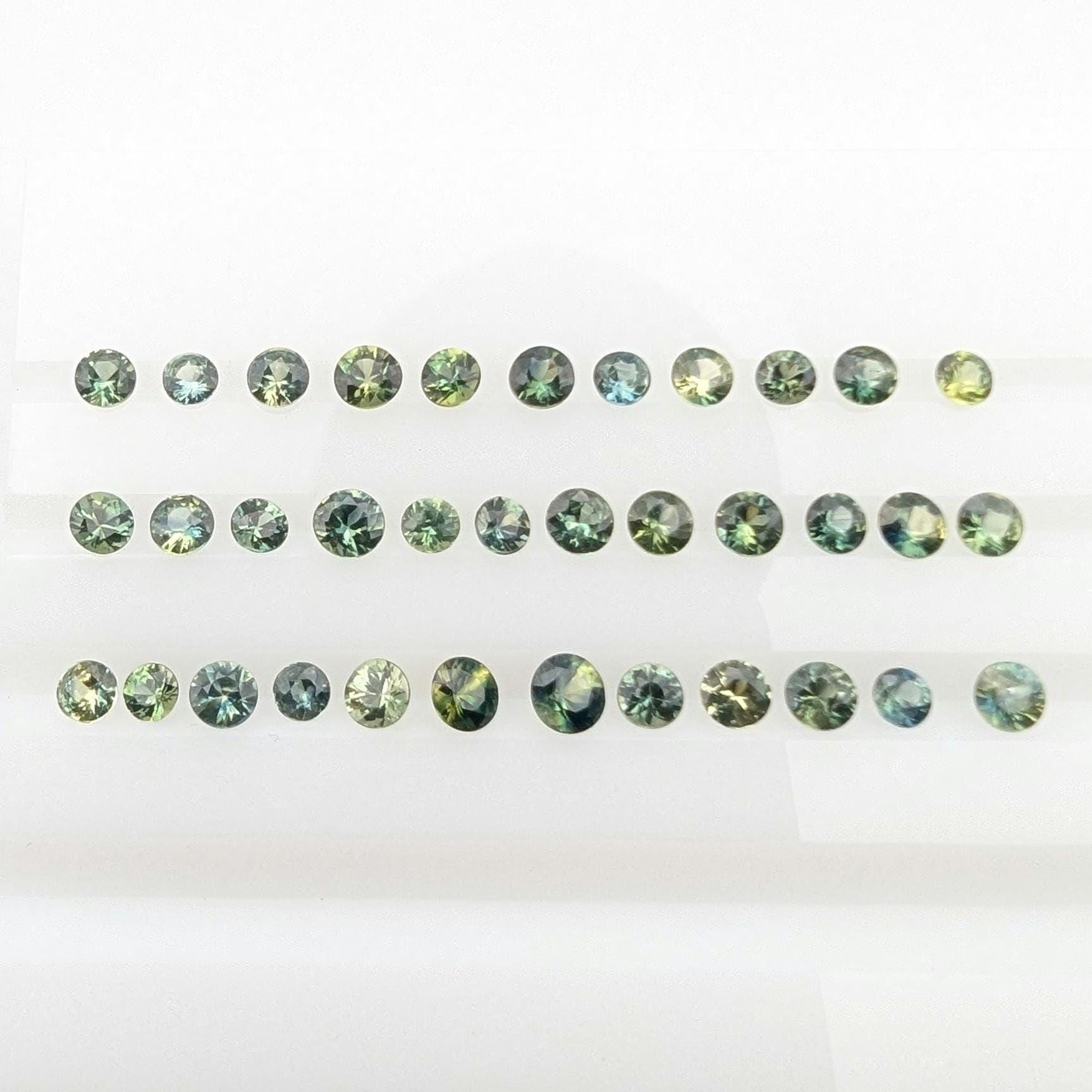 3.59 ct (35 pieces) Round Blue Green Sapphires - Brilliant Cut Sapphires - 2.5 to 3.3 mm Sapphires - Loose Faceted Gemstones - Australia