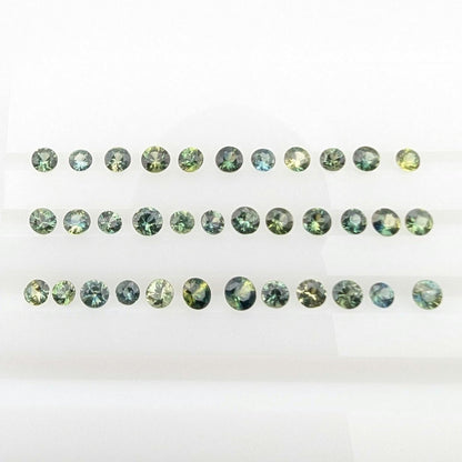 3.59 ct (35 pieces) Round Blue Green Sapphires - Brilliant Cut Sapphires - 2.5 to 3.3 mm Sapphires - Loose Faceted Gemstones - Australia