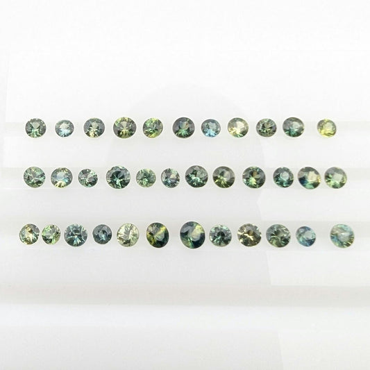 3.59 ct (35 pieces) Round Blue Green Sapphires - Brilliant Cut Sapphires - 2.5 to 3.3 mm Sapphires - Loose Faceted Gemstones - Australia