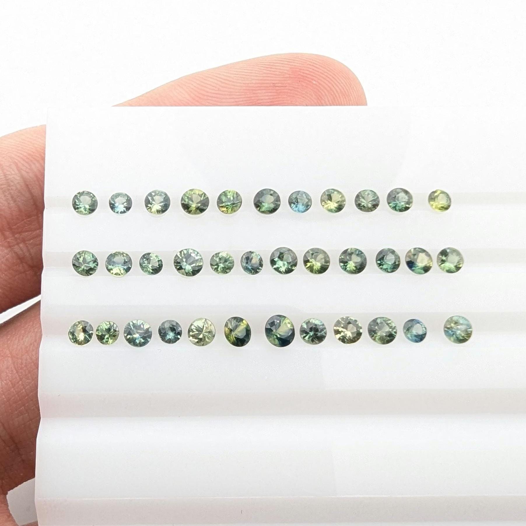 3.59 ct (35 pieces) Round Blue Green Sapphires - Brilliant Cut Sapphires - 2.5 to 3.3 mm Sapphires - Loose Faceted Gemstones - Australia