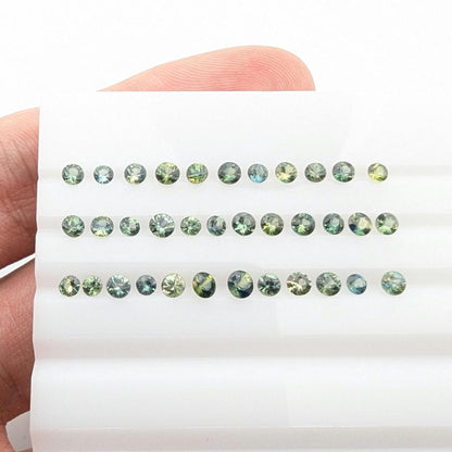 3.59 ct (35 pieces) Round Blue Green Sapphires - Brilliant Cut Sapphires - 2.5 to 3.3 mm Sapphires - Loose Faceted Gemstones - Australia