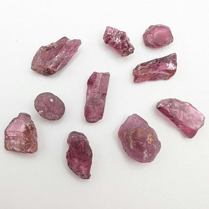 42 ct (10pc) Lot of Rough Rhodolite Garnet from Mozambique - Facet Rough Rhodolite - Loose Rough Gemstones - Natural Untreated Garnet