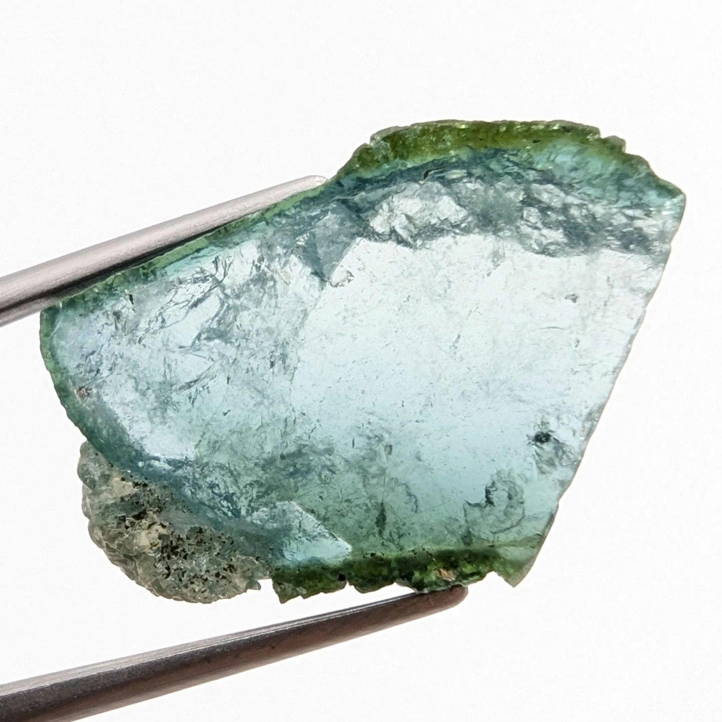 13.79 ct Indicolite Tourmaline Slice - Polished Blue Tourmaline Crystal - Bicolor Tourmaline - Loose Gemstone - Afghanistan