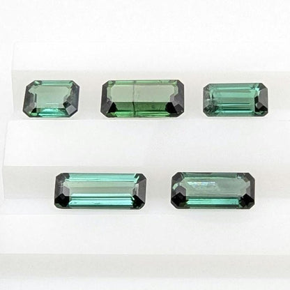4.03ct (5 pieces) Indicolite Tourmaline - Octagon Cut Faceted Tourmaline from Afghanistan - Faceted Gemstones Lot