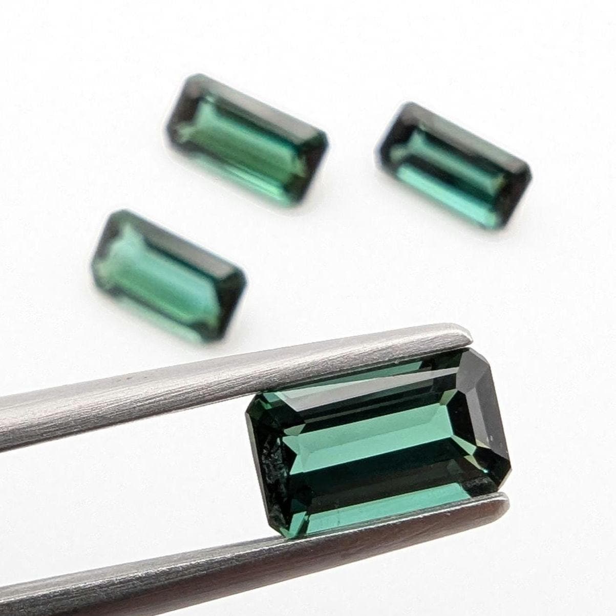 3.56ct (4 pieces) Indicolite Tourmaline - Octagon Cut Faceted Tourmaline from Afghanistan - Faceted Gemstones Lot