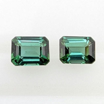 1.08 ct (Pair) Indicolite Tourmaline - Octagon Cut Faceted Tourmaline from Afghanistan - Faceted Gemstones - Mismatched Pair