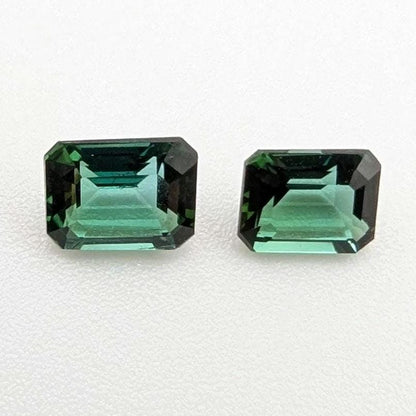 1.08 ct (Pair) Indicolite Tourmaline - Octagon Cut Faceted Tourmaline from Afghanistan - Faceted Gemstones - Mismatched Pair