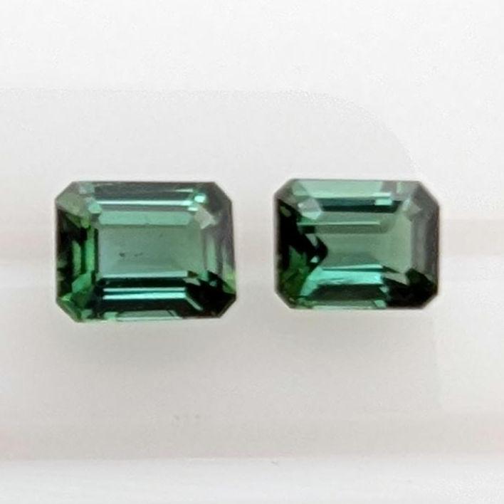1.08 ct (Pair) Indicolite Tourmaline - Octagon Cut Faceted Tourmaline from Afghanistan - Faceted Gemstones - Mismatched Pair