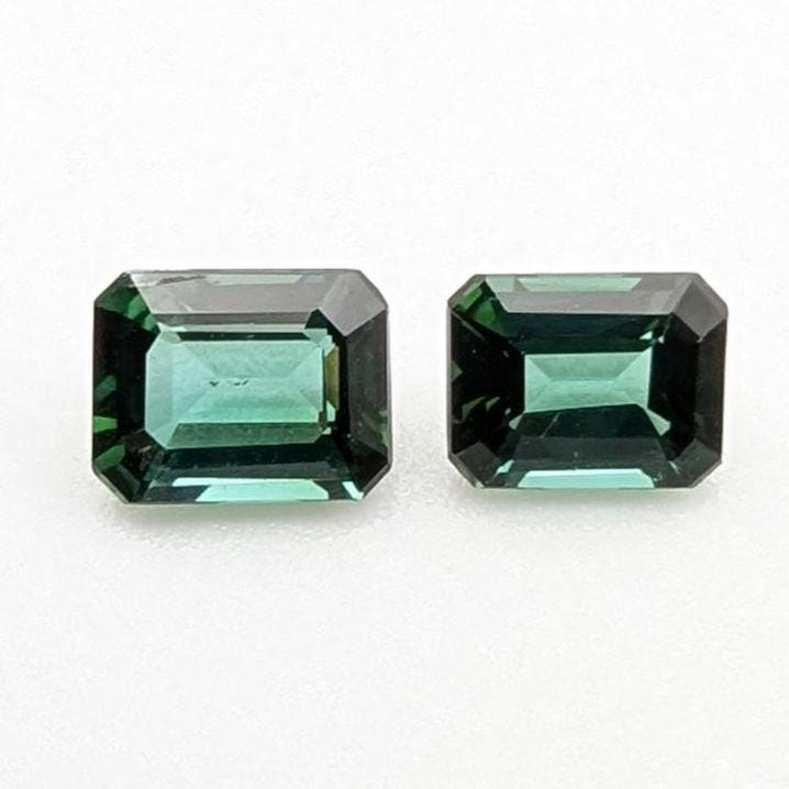 1.08 ct (Pair) Indicolite Tourmaline - Octagon Cut Faceted Tourmaline from Afghanistan - Faceted Gemstones - Mismatched Pair