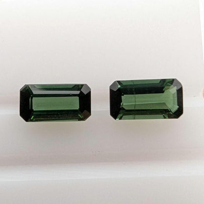 1.23 ct (Pair) Green Chrome Tourmaline - Octagon Cut Faceted Tourmaline from Afghanistan - Faceted Gemstones - Mismatched Pair