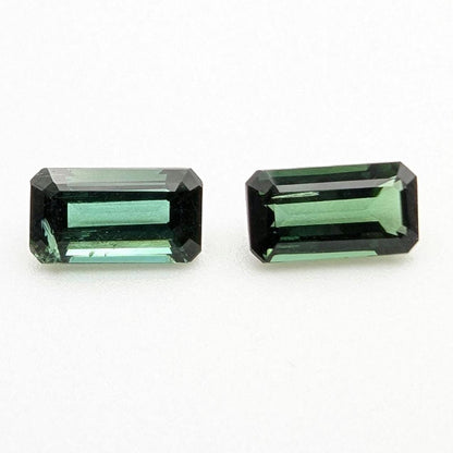 2.02 ct (Pair) Indicolite Tourmaline - Octagon Cut Faceted Tourmaline from Afghanistan - Faceted Gemstones - Mismatched Pair