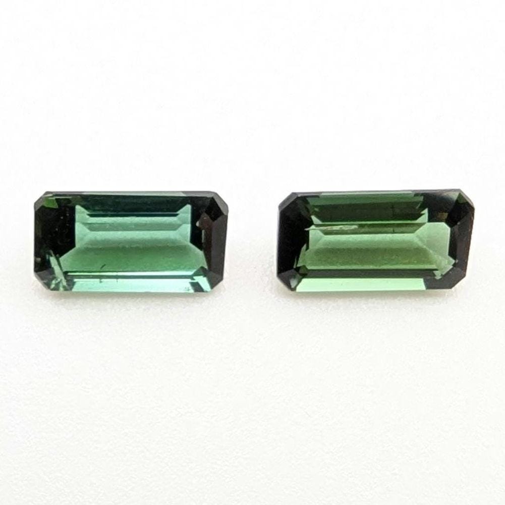 2.02 ct (Pair) Indicolite Tourmaline - Octagon Cut Faceted Tourmaline from Afghanistan - Faceted Gemstones - Mismatched Pair
