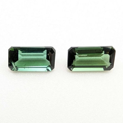 2.02 ct (Pair) Indicolite Tourmaline - Octagon Cut Faceted Tourmaline from Afghanistan - Faceted Gemstones - Mismatched Pair