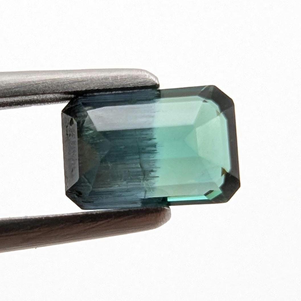 0.63 ct Bicolor Indicolite Tourmaline - Unique Bicolor Gemstone - Octagon Cut Faceted Tourmaline from Afghanistan - Faceted Gemstone