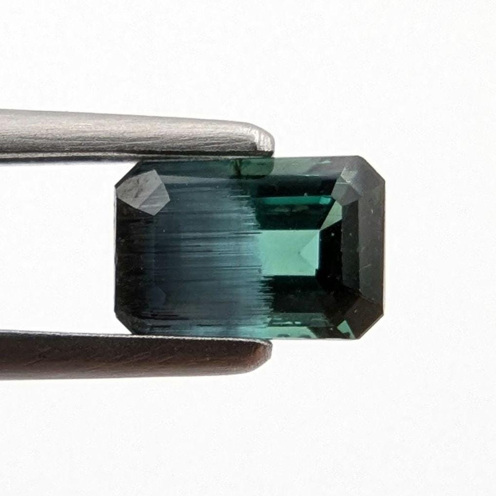0.63 ct Bicolor Indicolite Tourmaline - Unique Bicolor Gemstone - Octagon Cut Faceted Tourmaline from Afghanistan - Faceted Gemstone
