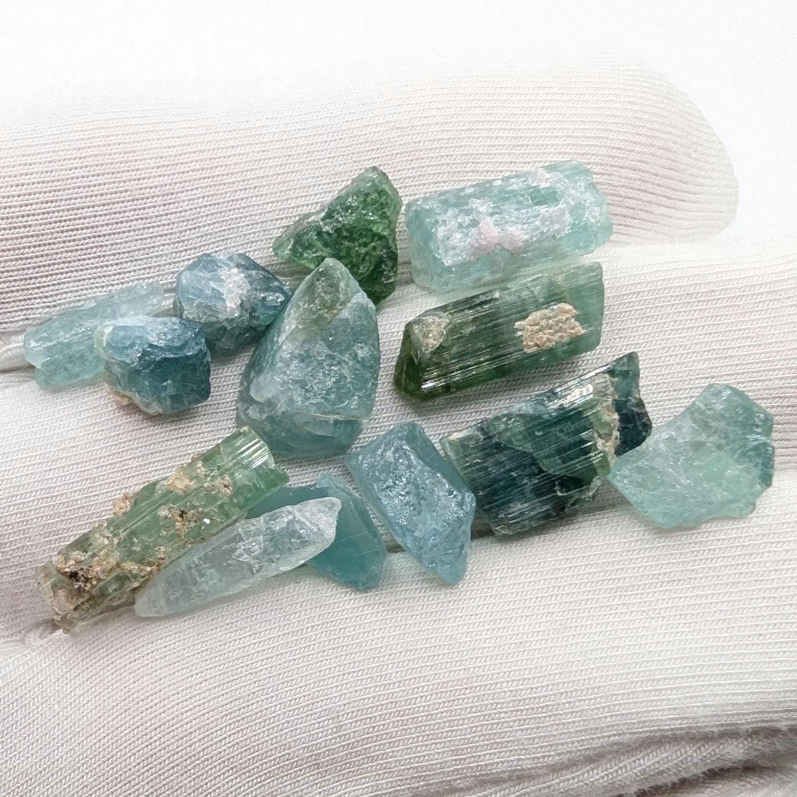 40 ct Blue Indicolite Tourmaline Crystals - Natural Rough Tourmaline Lot - Afghanistan