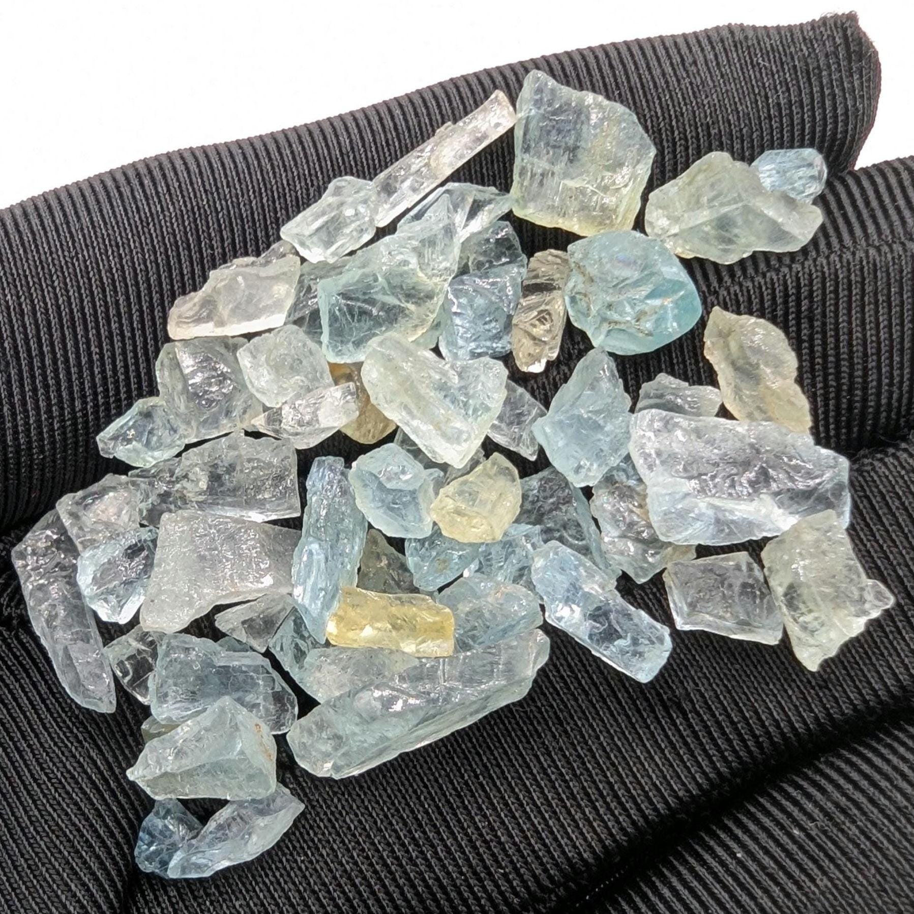 54ct Natural Blue Aquamarine & Yellow Beryl - Rough Beryl Gemstones - Loose Rough Gems - Natural Aquamarine Crystals - Nigeria