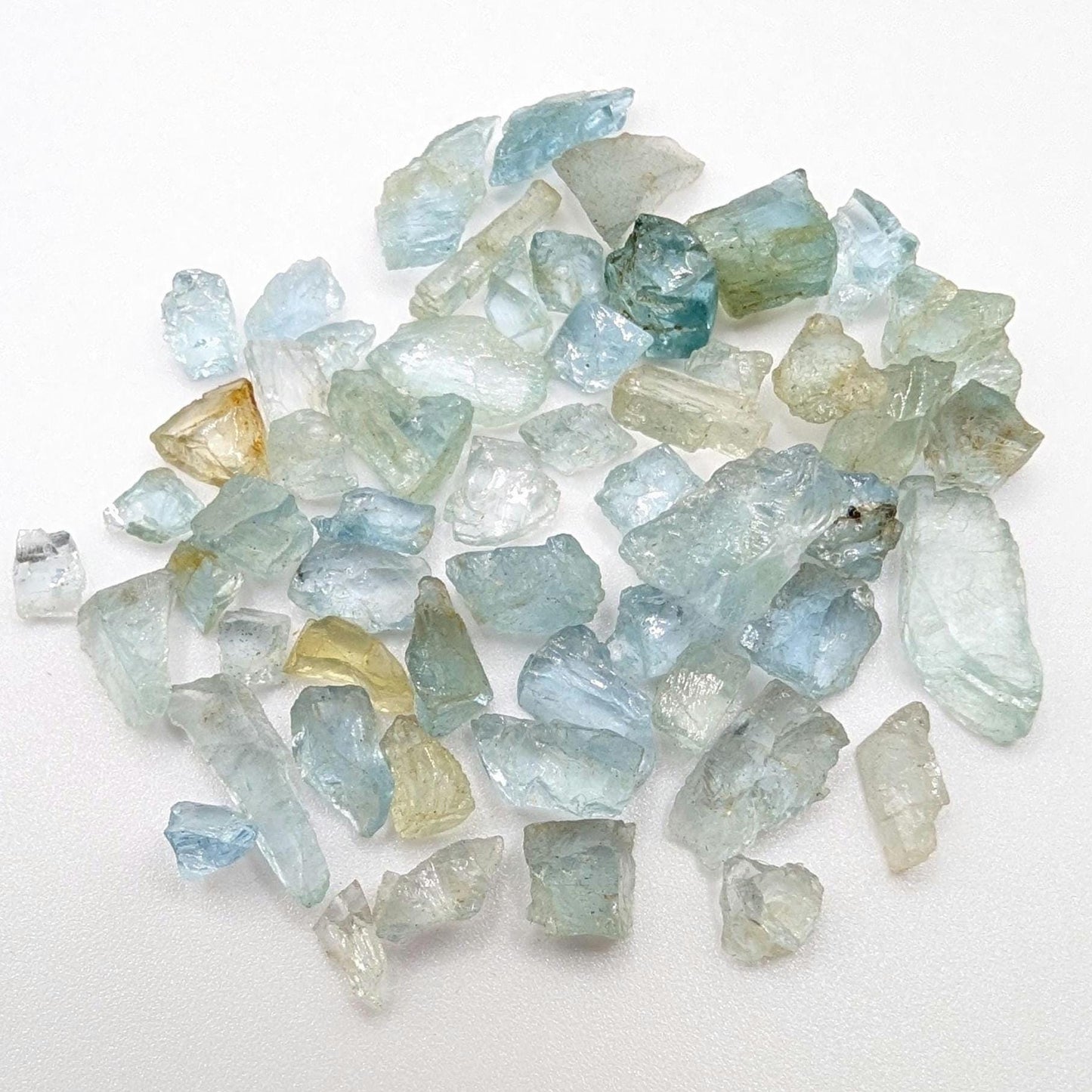 54ct Natural Blue Aquamarine & Yellow Beryl - Rough Beryl Gemstones - Loose Rough Gems - Natural Aquamarine Crystals - Nigeria