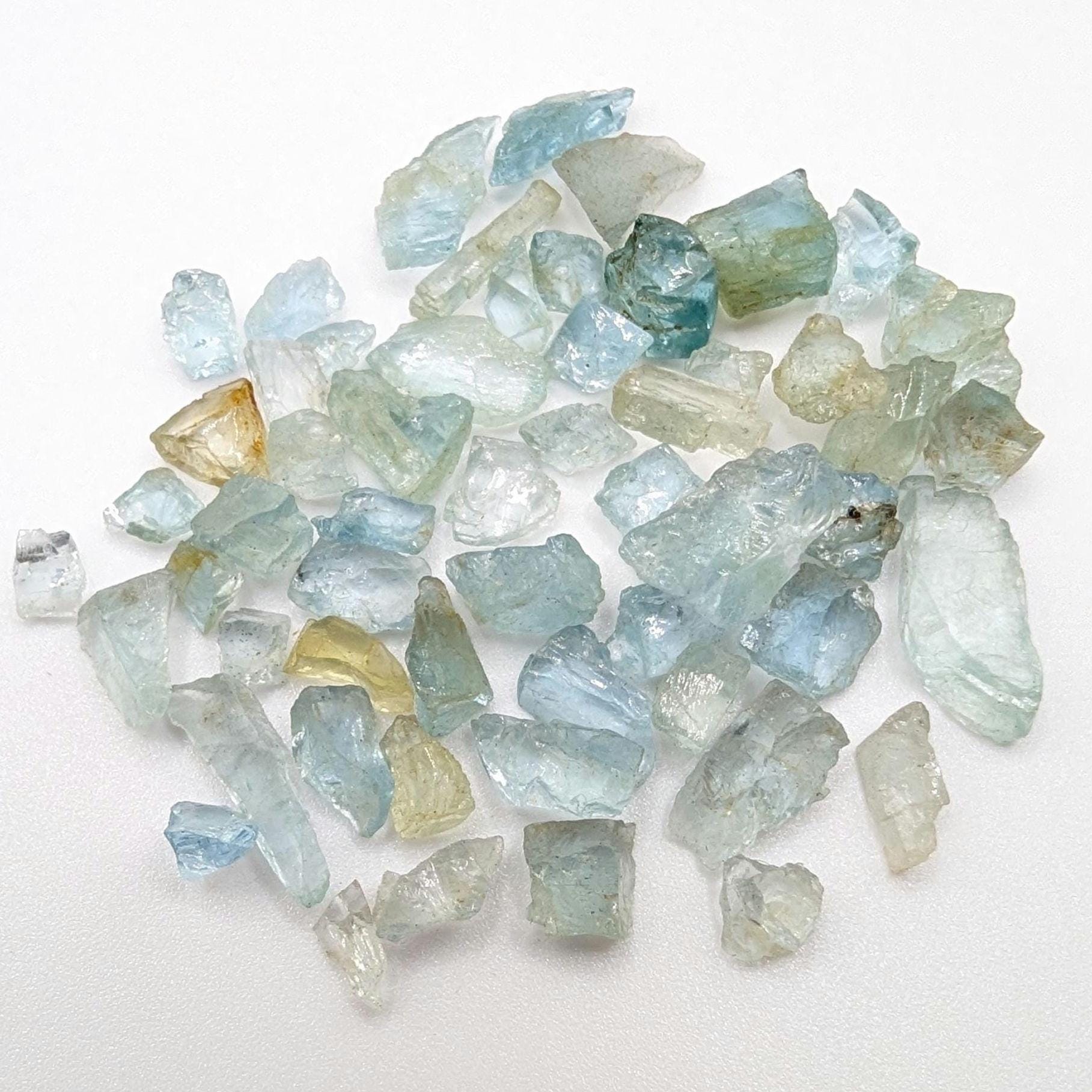 54ct Natural Blue Aquamarine & Yellow Beryl - Rough Beryl Gemstones - Loose Rough Gems - Natural Aquamarine Crystals - Nigeria