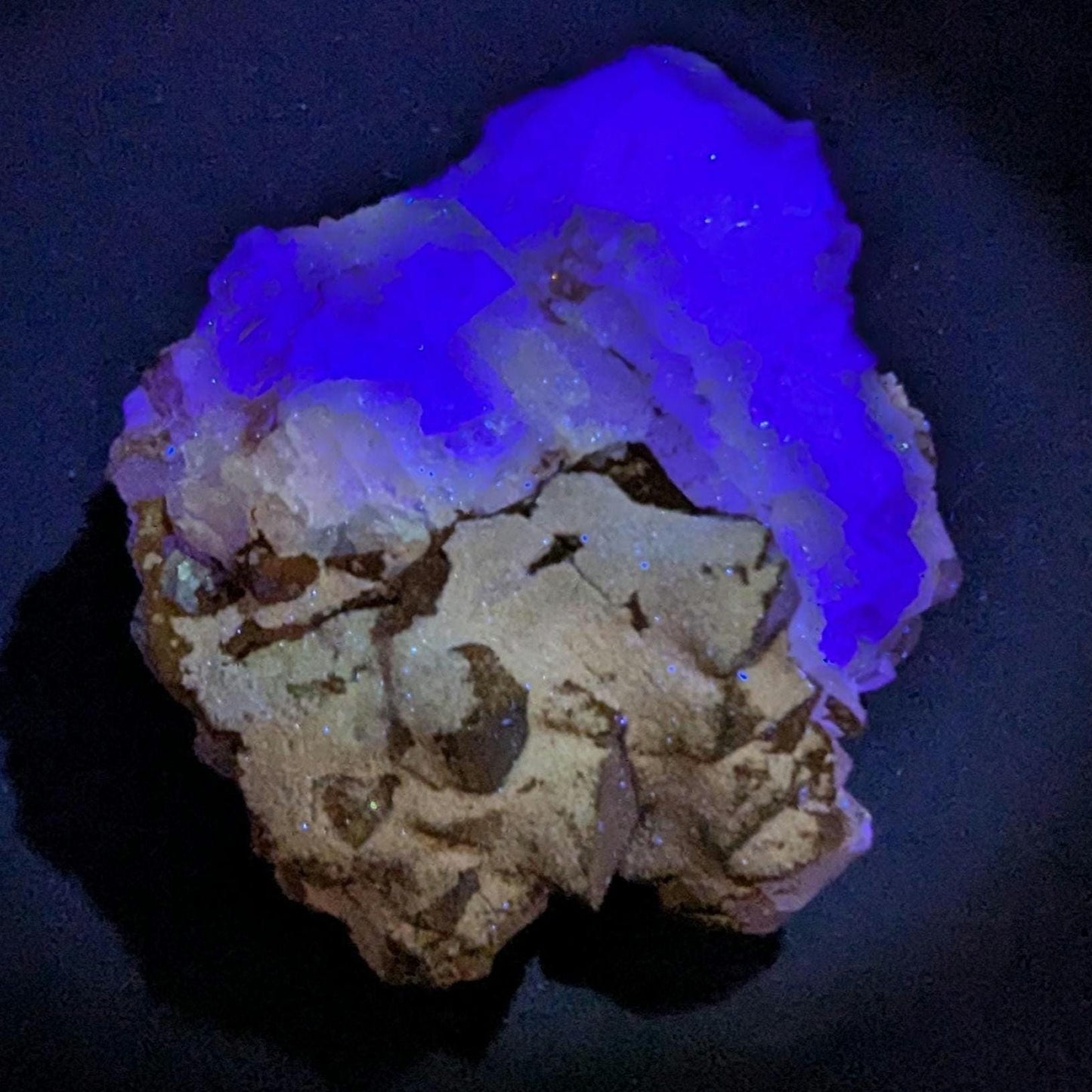 125 g Yellow Fluorite with Quartz - Sidi Ayad, Morocco - UV Reactive Fluorite Mineral Specimen