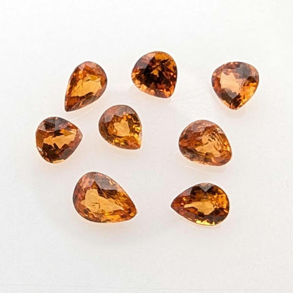 2.89 ct (8 pieces) Spessartine Garnet - Pear Shaped Faceted Gemstones - Mandarin Garnet Lot - Natural Untreated Cut Gemstones for Jewelry