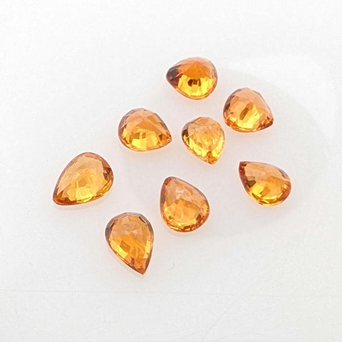 2.89 ct (8 pieces) Spessartine Garnet - Pear Shaped Faceted Gemstones - Mandarin Garnet Lot - Natural Untreated Cut Gemstones for Jewelry