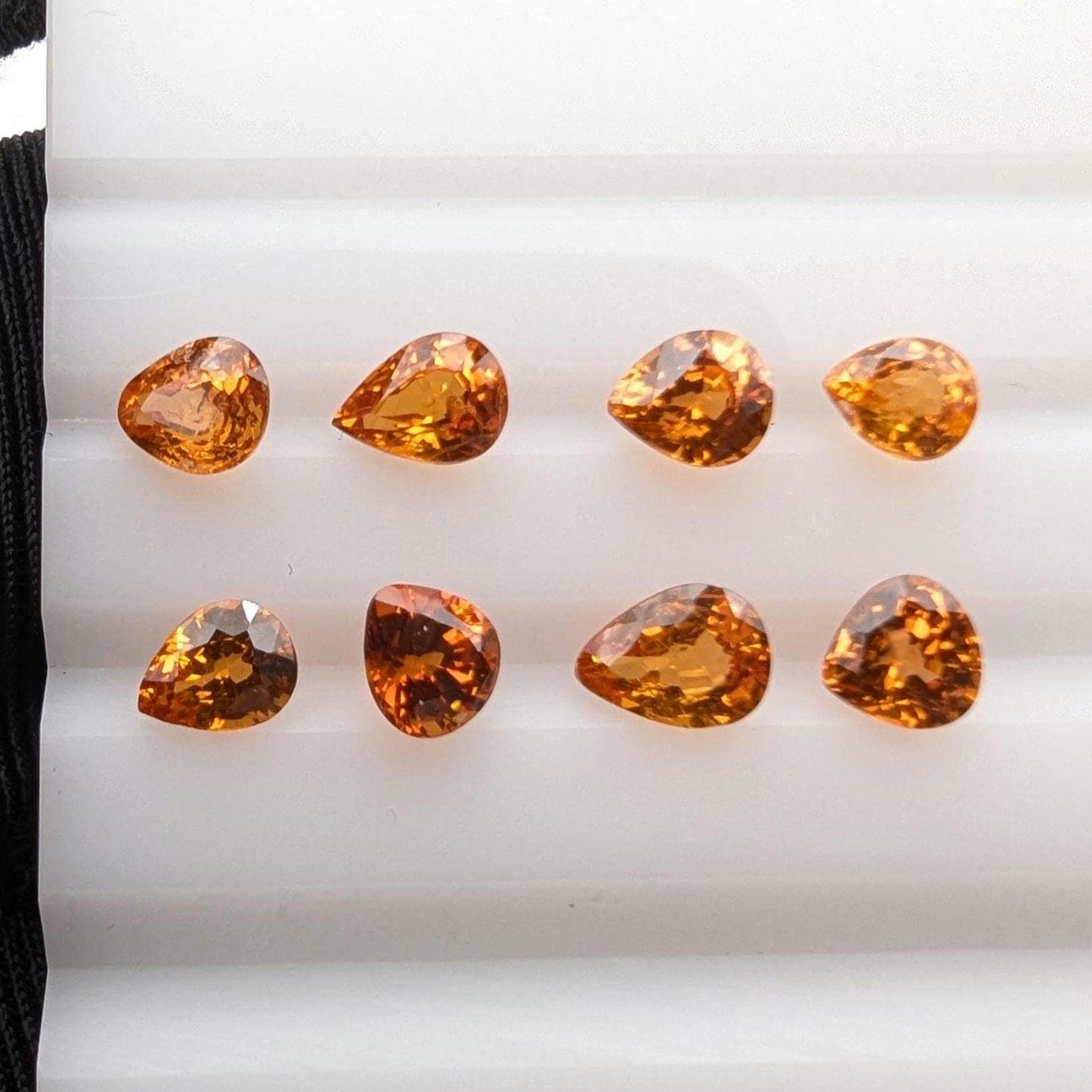 2.89 ct (8 pieces) Spessartine Garnet - Pear Shaped Faceted Gemstones - Mandarin Garnet Lot - Natural Untreated Cut Gemstones for Jewelry