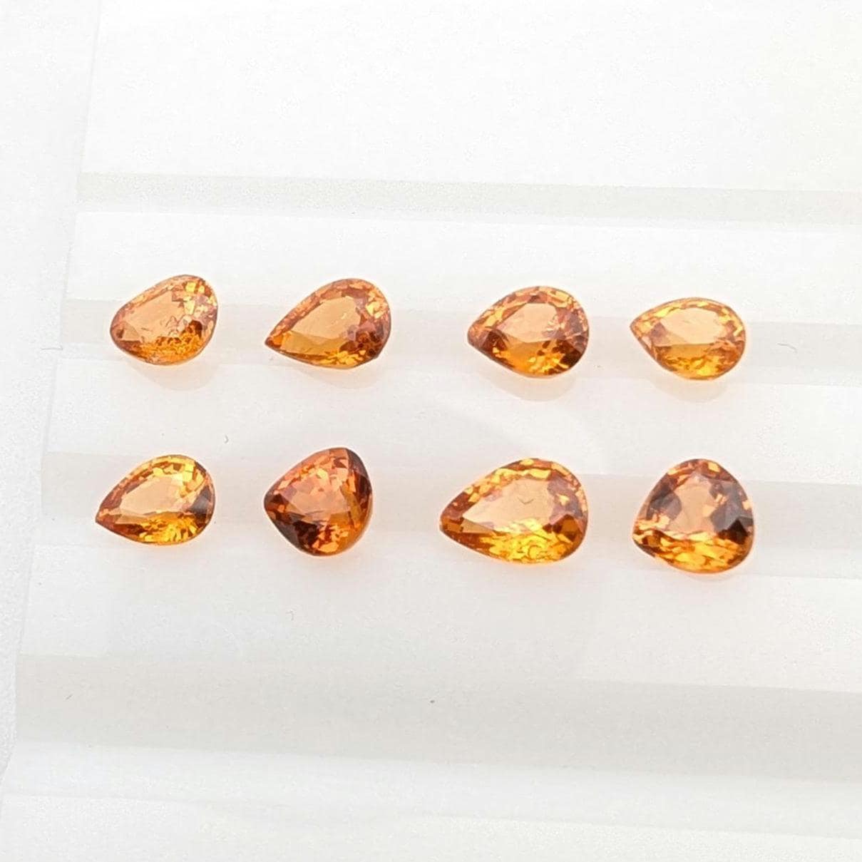 2.89 ct (8 pieces) Spessartine Garnet - Pear Shaped Faceted Gemstones - Mandarin Garnet Lot - Natural Untreated Cut Gemstones for Jewelry