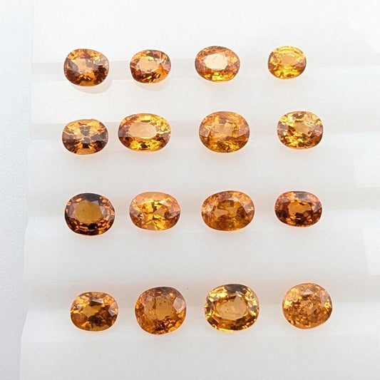 5.56 ct (16 pieces) Spessartine Garnet - Oval Shaped Faceted Gemstones - Mandarin Garnet Lot - Natural Untreated Cut Gemstones for Jewelry