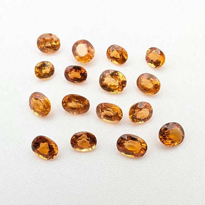 5.56 ct (16 pieces) Spessartine Garnet - Oval Shaped Faceted Gemstones - Mandarin Garnet Lot - Natural Untreated Cut Gemstones for Jewelry