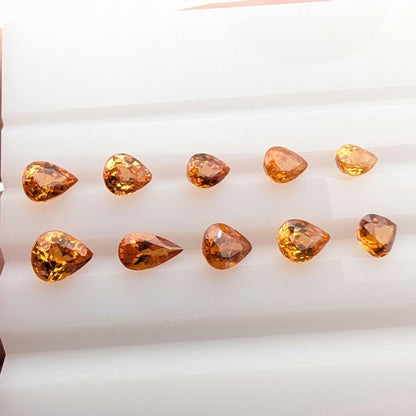 4.34 ct (10 pieces) Spessartine Garnet - Pear Shaped Faceted Gemstones - Mandarin Garnet Lot - Natural Untreated Cut Gemstones for Jewelry
