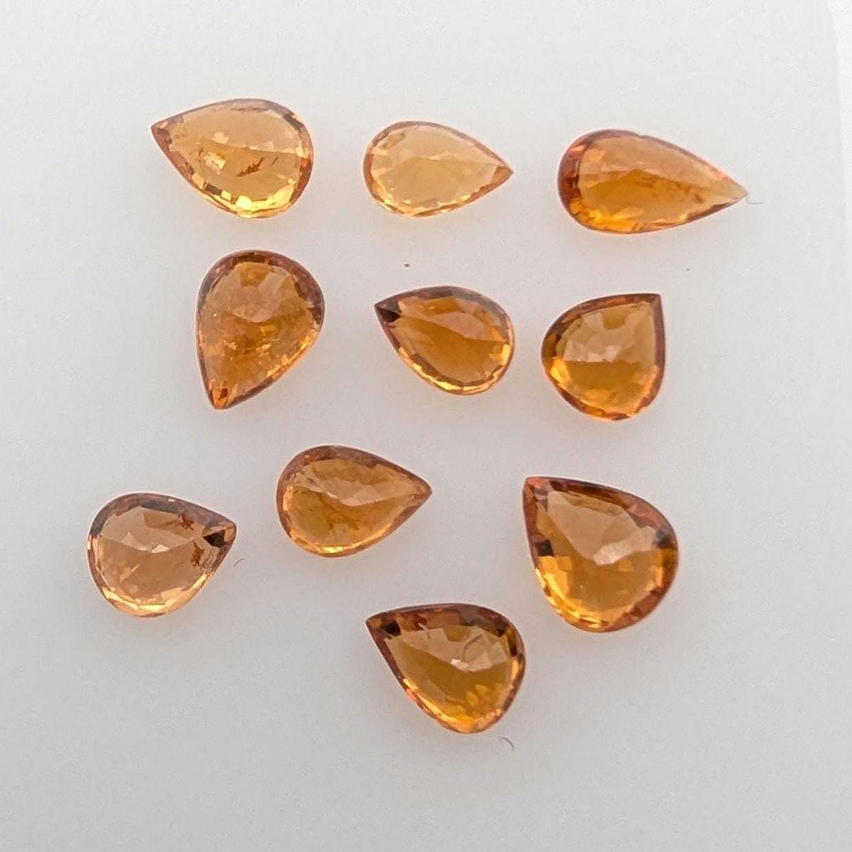 4.34 ct (10 pieces) Spessartine Garnet - Pear Shaped Faceted Gemstones - Mandarin Garnet Lot - Natural Untreated Cut Gemstones for Jewelry