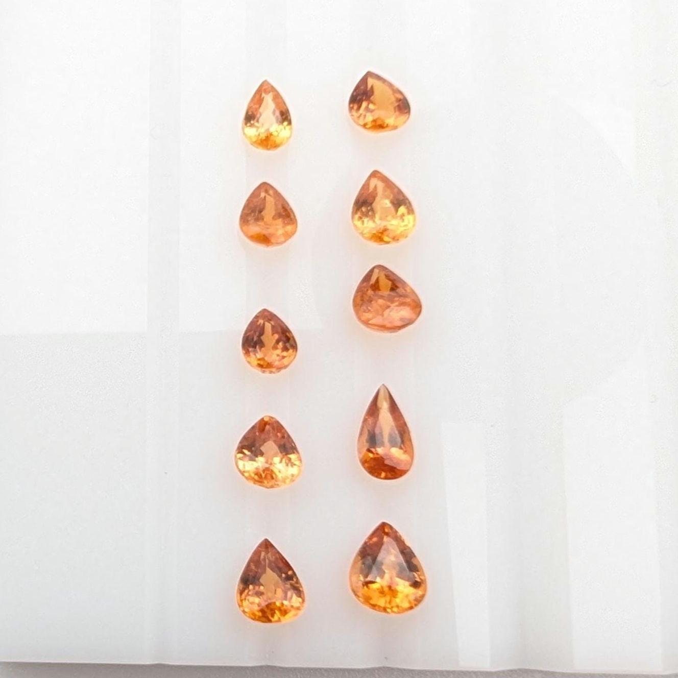 4.34 ct (10 pieces) Spessartine Garnet - Pear Shaped Faceted Gemstones - Mandarin Garnet Lot - Natural Untreated Cut Gemstones for Jewelry