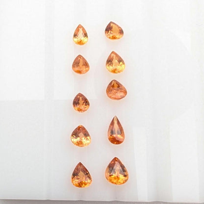 4.34 ct (10 pieces) Spessartine Garnet - Pear Shaped Faceted Gemstones - Mandarin Garnet Lot - Natural Untreated Cut Gemstones for Jewelry