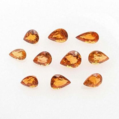 4.34 ct (10 pieces) Spessartine Garnet - Pear Shaped Faceted Gemstones - Mandarin Garnet Lot - Natural Untreated Cut Gemstones for Jewelry