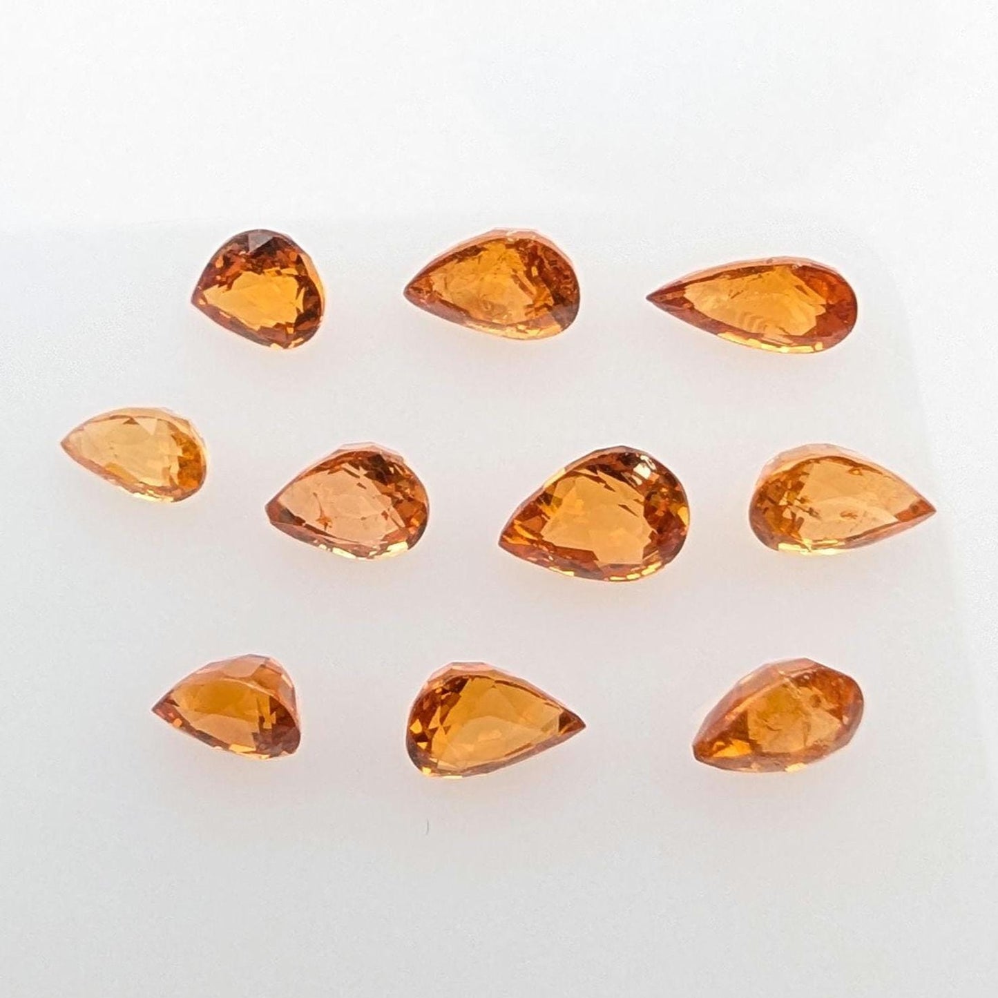 4.34 ct (10 pieces) Spessartine Garnet - Pear Shaped Faceted Gemstones - Mandarin Garnet Lot - Natural Untreated Cut Gemstones for Jewelry