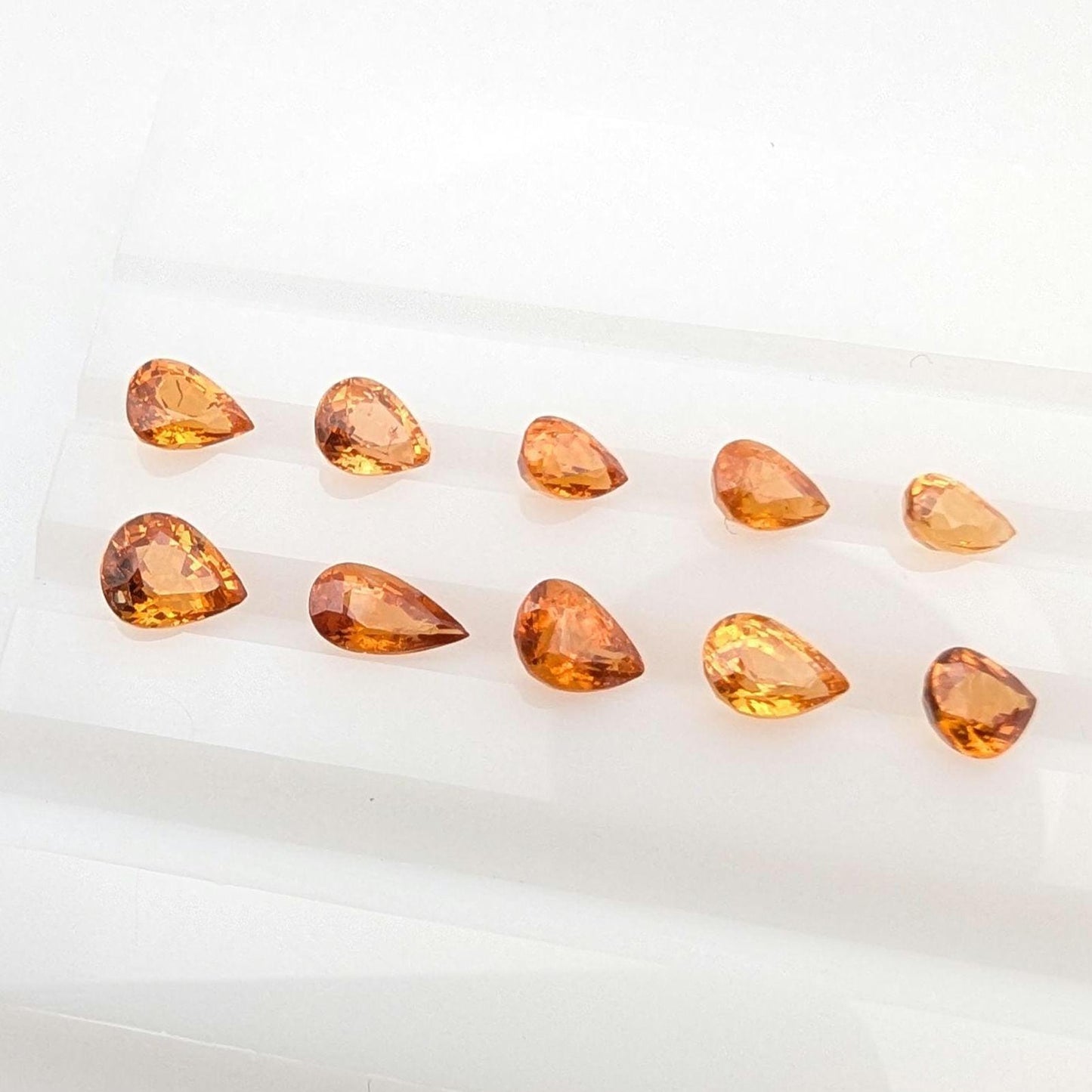 4.34 ct (10 pieces) Spessartine Garnet - Pear Shaped Faceted Gemstones - Mandarin Garnet Lot - Natural Untreated Cut Gemstones for Jewelry