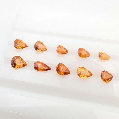 4.34 ct (10 pieces) Spessartine Garnet - Pear Shaped Faceted Gemstones - Mandarin Garnet Lot - Natural Untreated Cut Gemstones for Jewelry