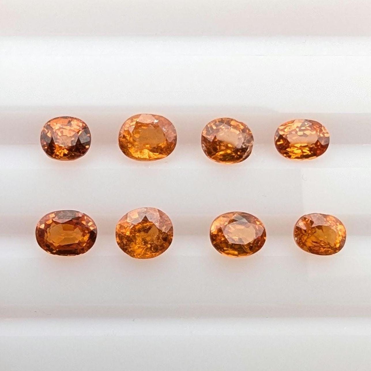 4.02 ct (8 pieces) Spessartine Garnet - Oval Shaped Faceted Gemstones - Mandarin Garnet Lot - Natural Untreated Cut Gemstones for Jewelry