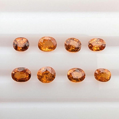 4.02 ct (8 pieces) Spessartine Garnet - Oval Shaped Faceted Gemstones - Mandarin Garnet Lot - Natural Untreated Cut Gemstones for Jewelry