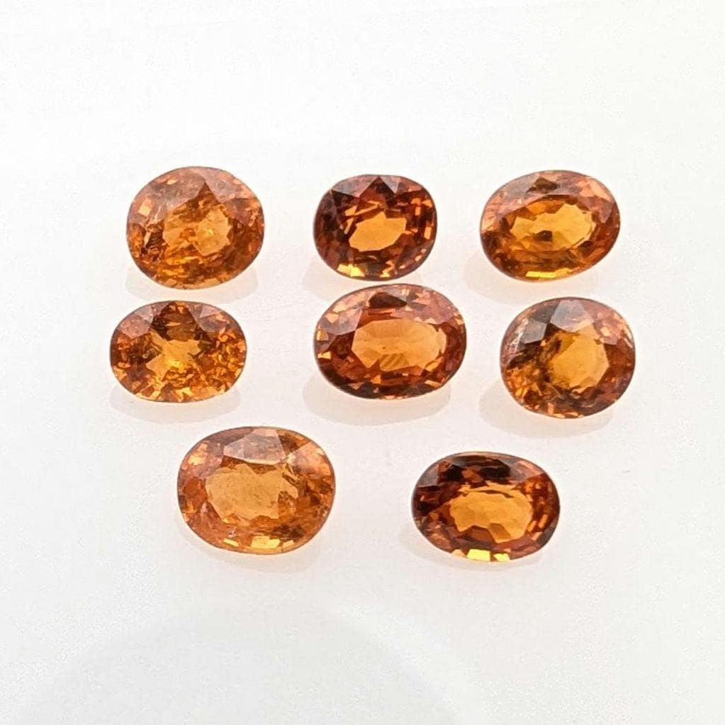 4.02 ct (8 pieces) Spessartine Garnet - Oval Shaped Faceted Gemstones - Mandarin Garnet Lot - Natural Untreated Cut Gemstones for Jewelry