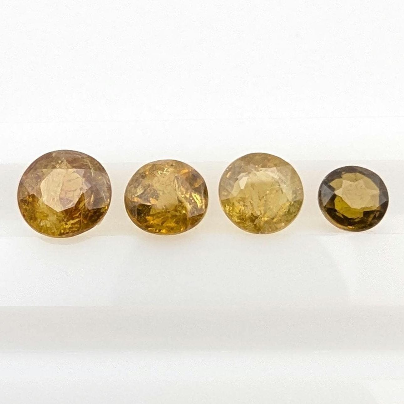 4.65 ct (4 pieces) Mali Garnet Faceted Stones - Yellow Mali Garnet Round Cut Gemstones - Grandite Garnet Gems - Mali, Africa