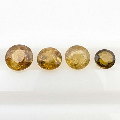 4.65 ct (4 pieces) Mali Garnet Faceted Stones - Yellow Mali Garnet Round Cut Gemstones - Grandite Garnet Gems - Mali, Africa