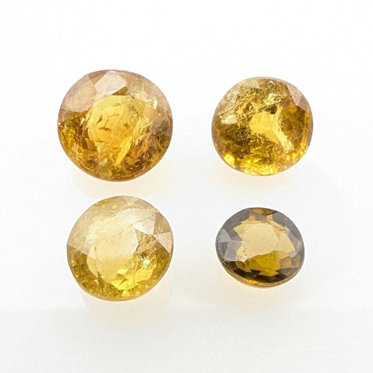 4.65 ct (4 pieces) Mali Garnet Faceted Stones - Yellow Mali Garnet Round Cut Gemstones - Grandite Garnet Gems - Mali, Africa