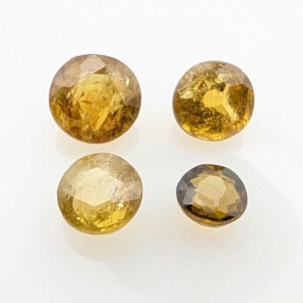 4.65 ct (4 pieces) Mali Garnet Faceted Stones - Yellow Mali Garnet Round Cut Gemstones - Grandite Garnet Gems - Mali, Africa